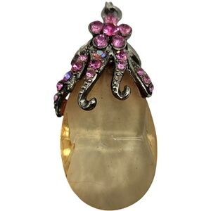 Vintage Pink Crystal Octopus Brooch
